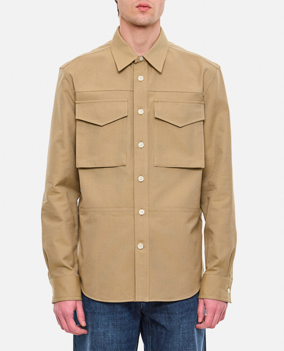 Cargo-pocket cotton shirt - Neutrals