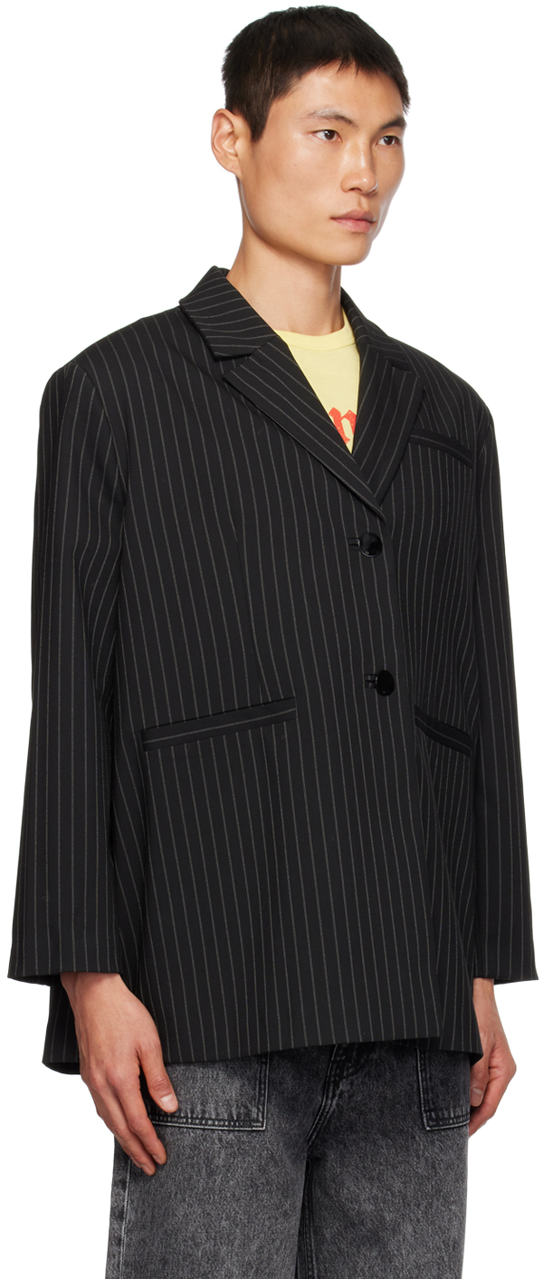 GANNI Black Pinstripe Blazer