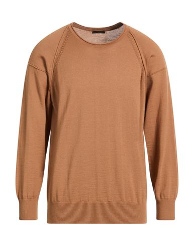 Man Sweater Camel Size S Acrylic, Wool