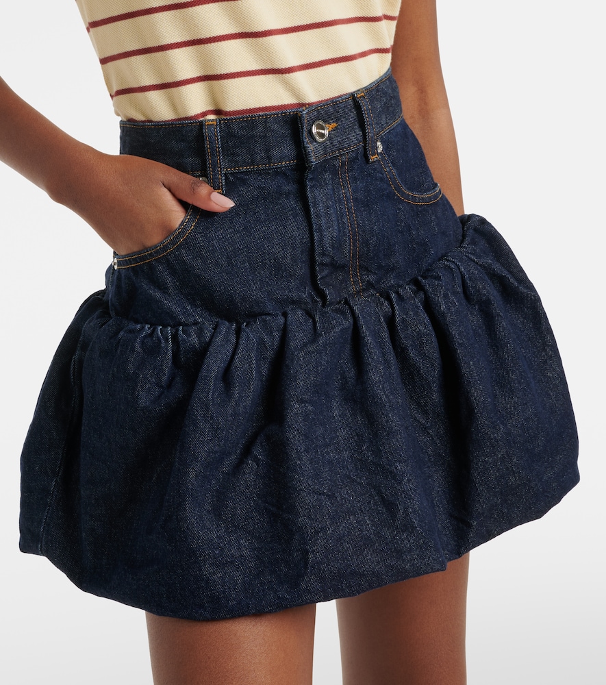 Gathered denim miniskirt