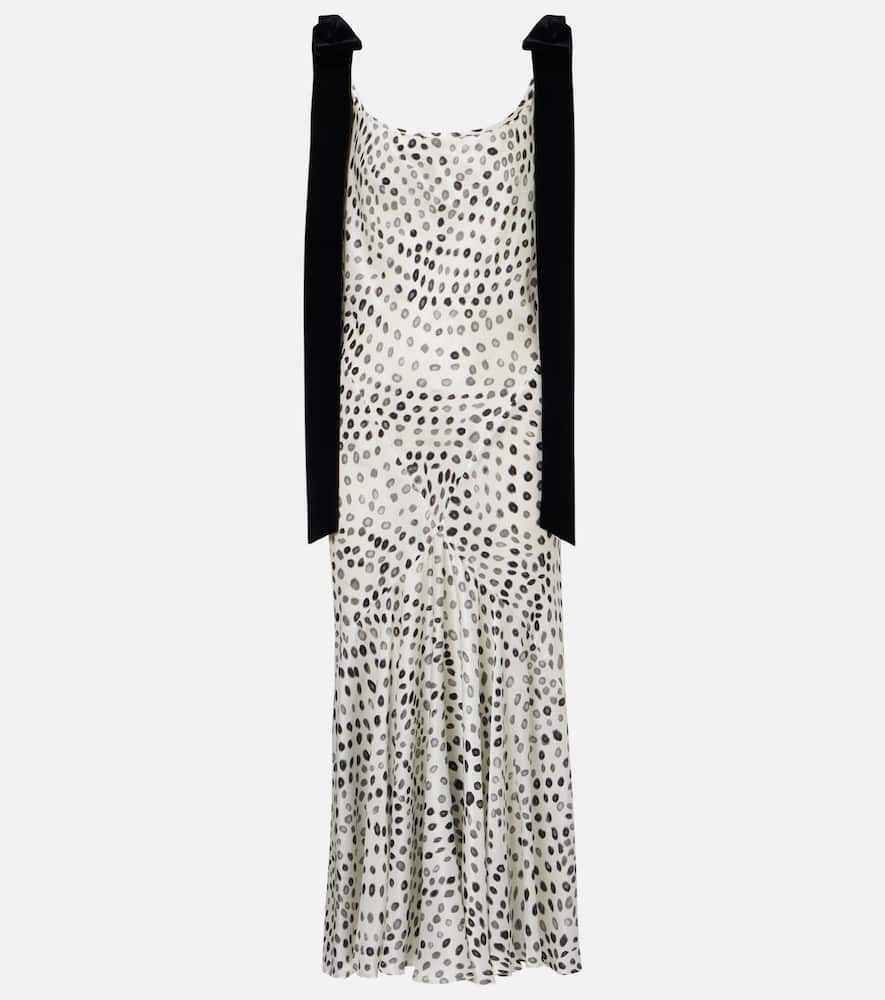 Polka-dot satin midi dress