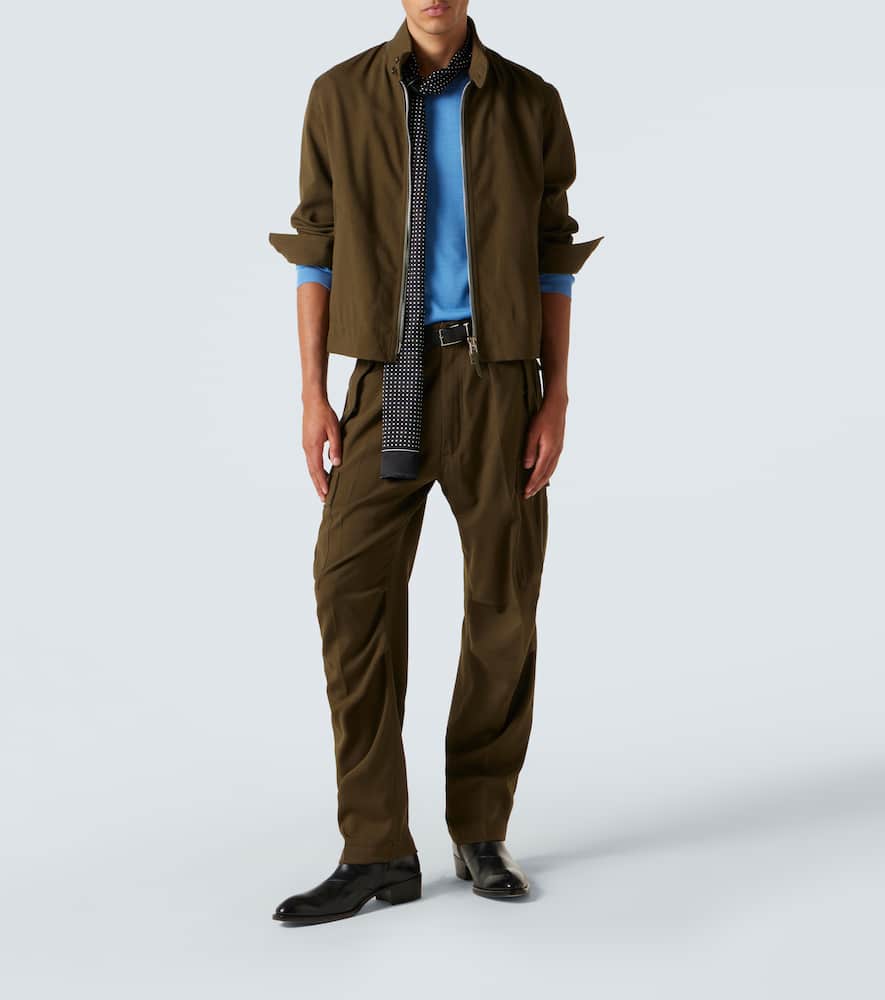 Wool, cashmere, and silk cargo pants