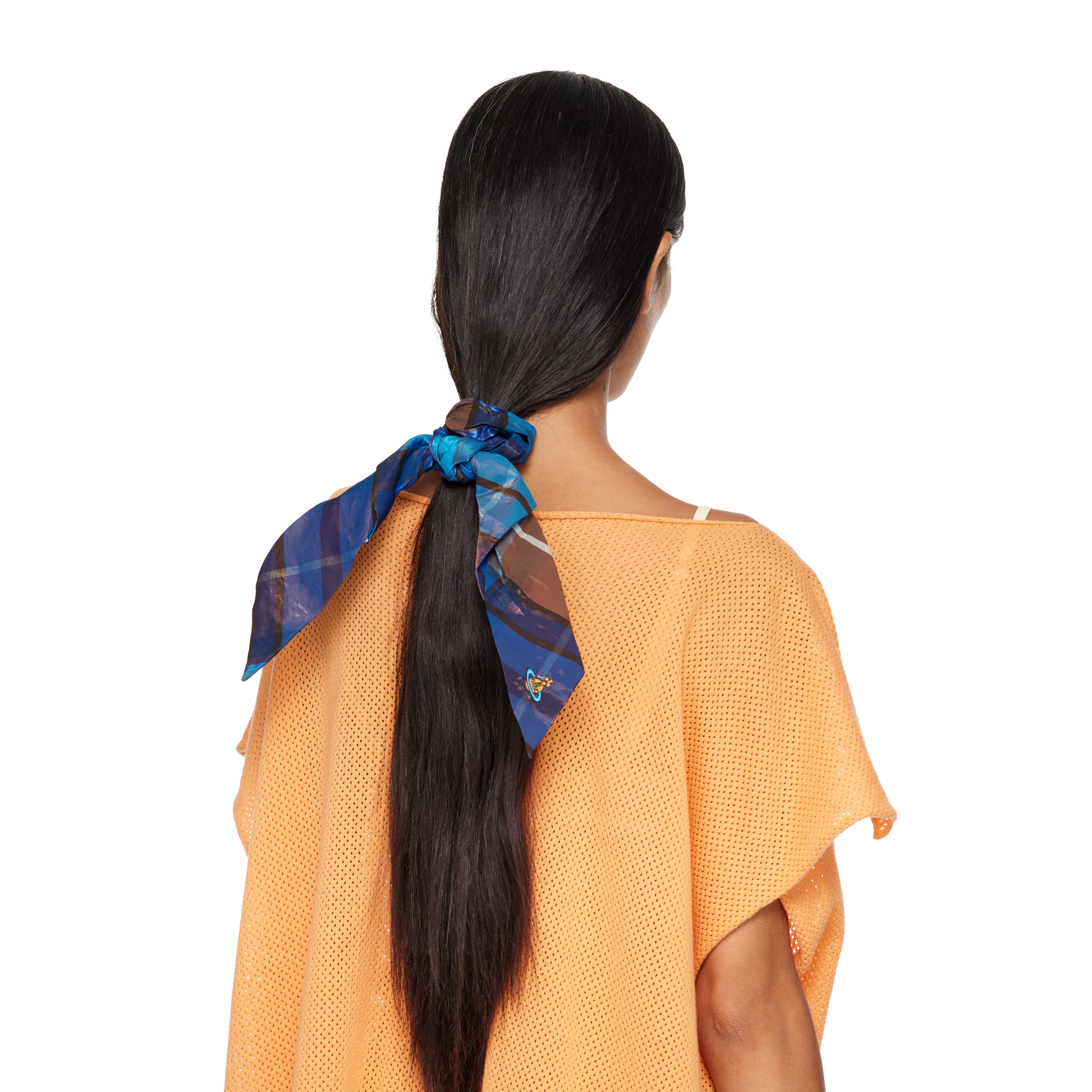 Blue Embroidered Large Scrunchie