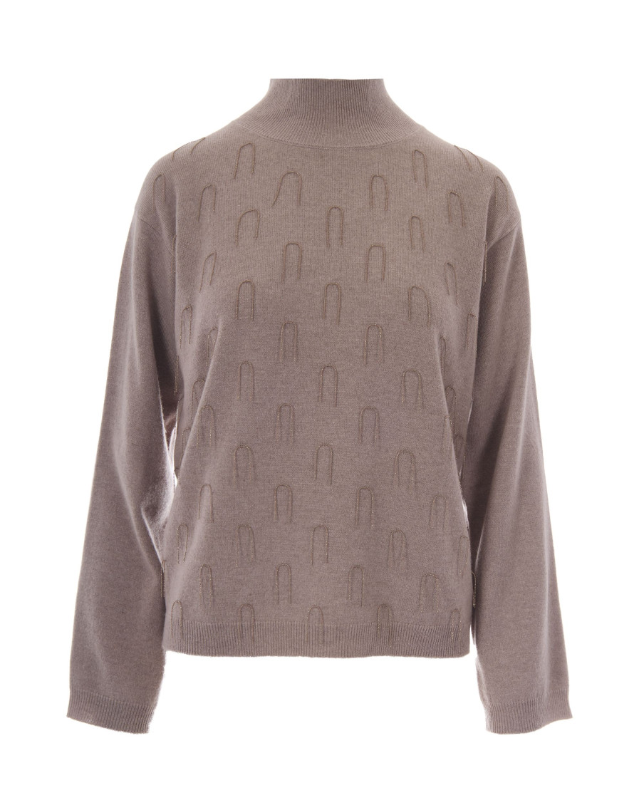Beige Knitted Turtle Neck Sweater