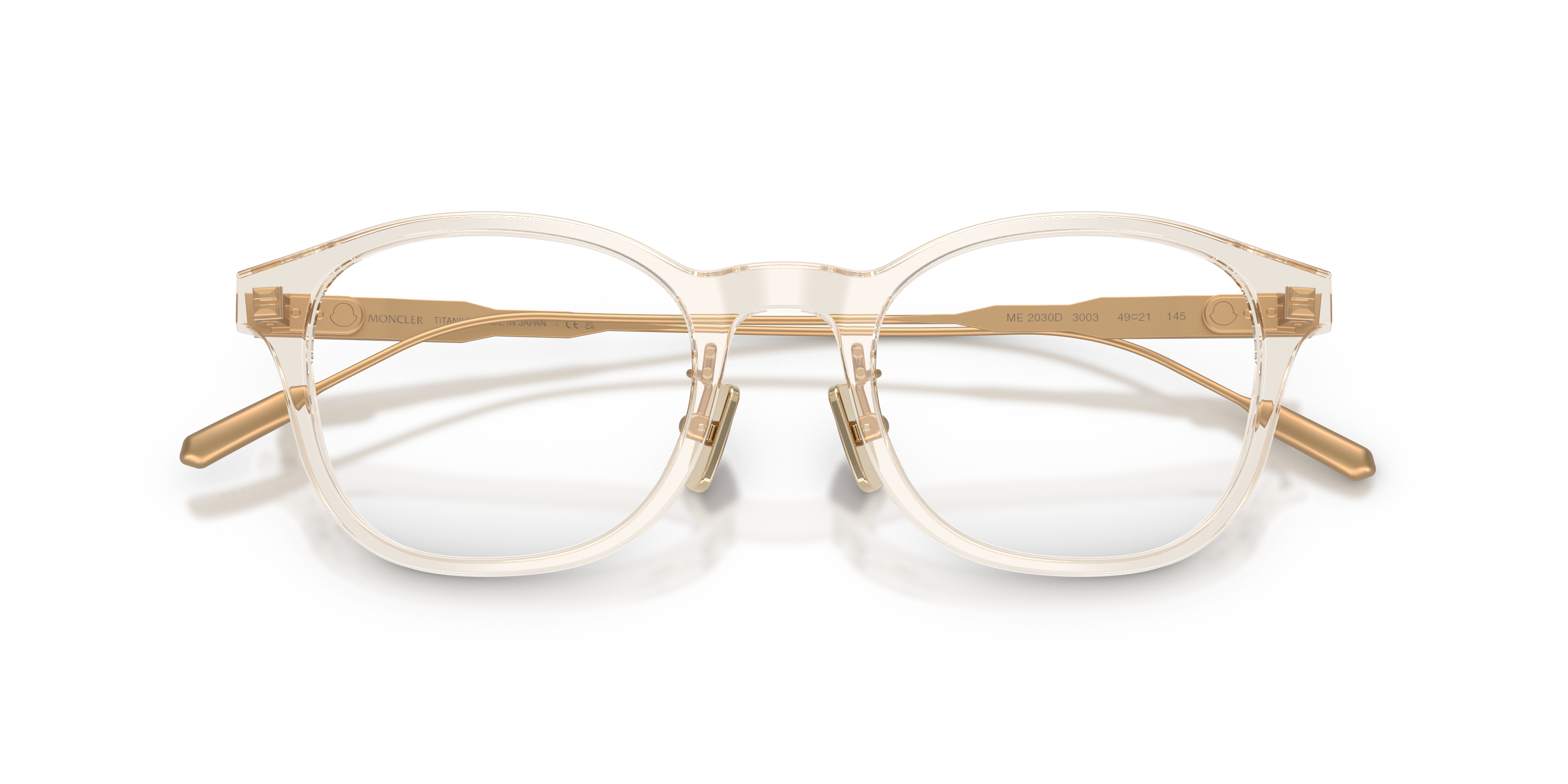 Moncler Unisex Moncler ME2030D 3003 Monturas ópticas Acetato Blanco Transparente Pantos Norma