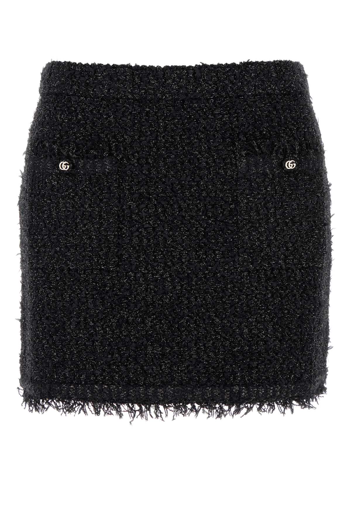 Textured Viscose Blend Skirt — Black