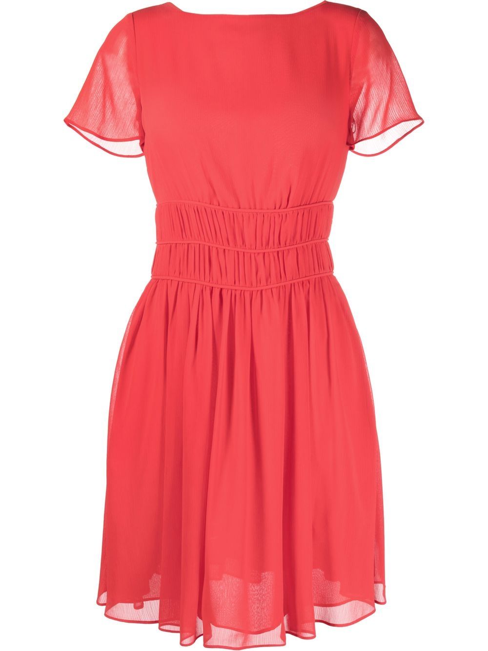 Ribbed-waist A-line dress - Red