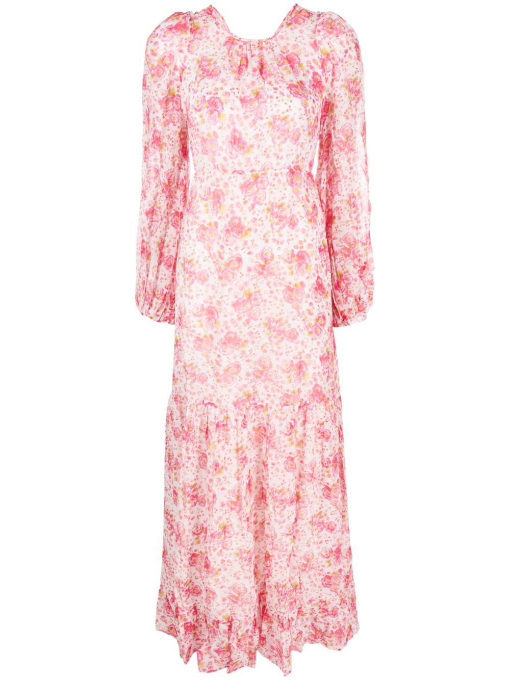 Floral-print cut-out detailing dress - Pink