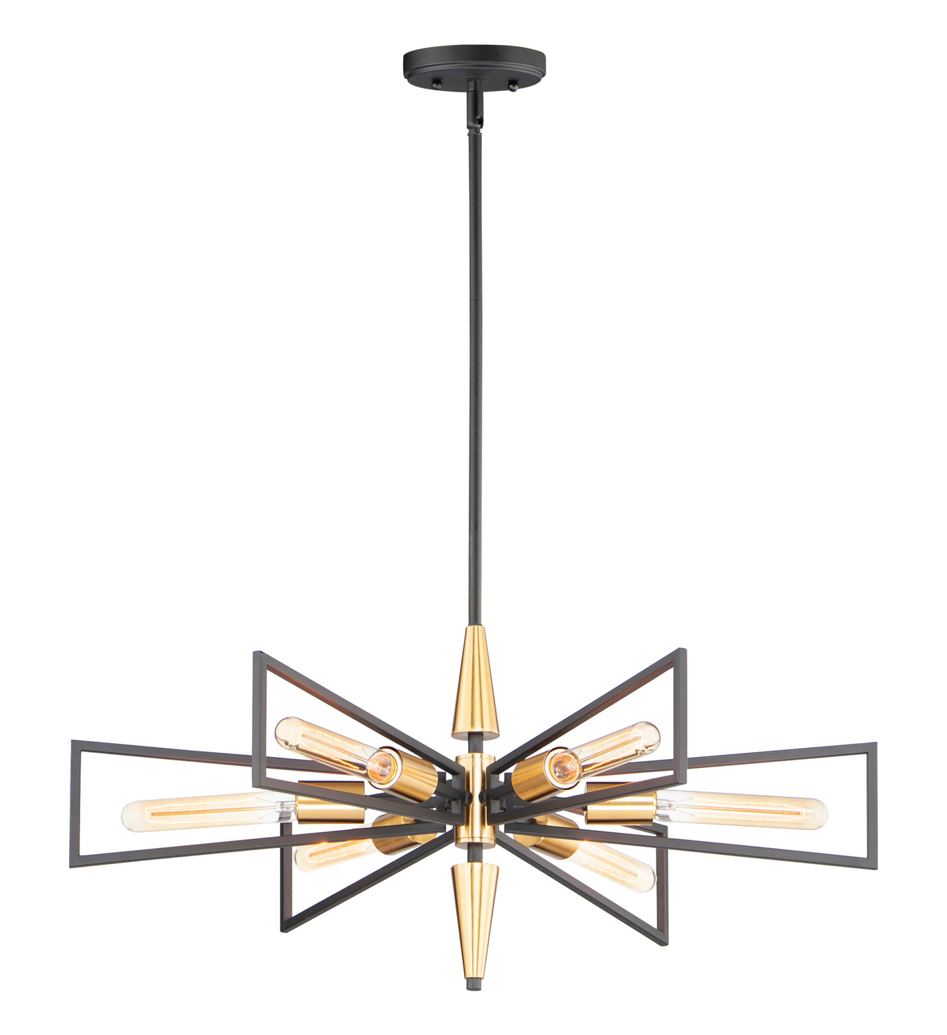 Black Satin Brass Six Light Chandelier from the Wings Collection