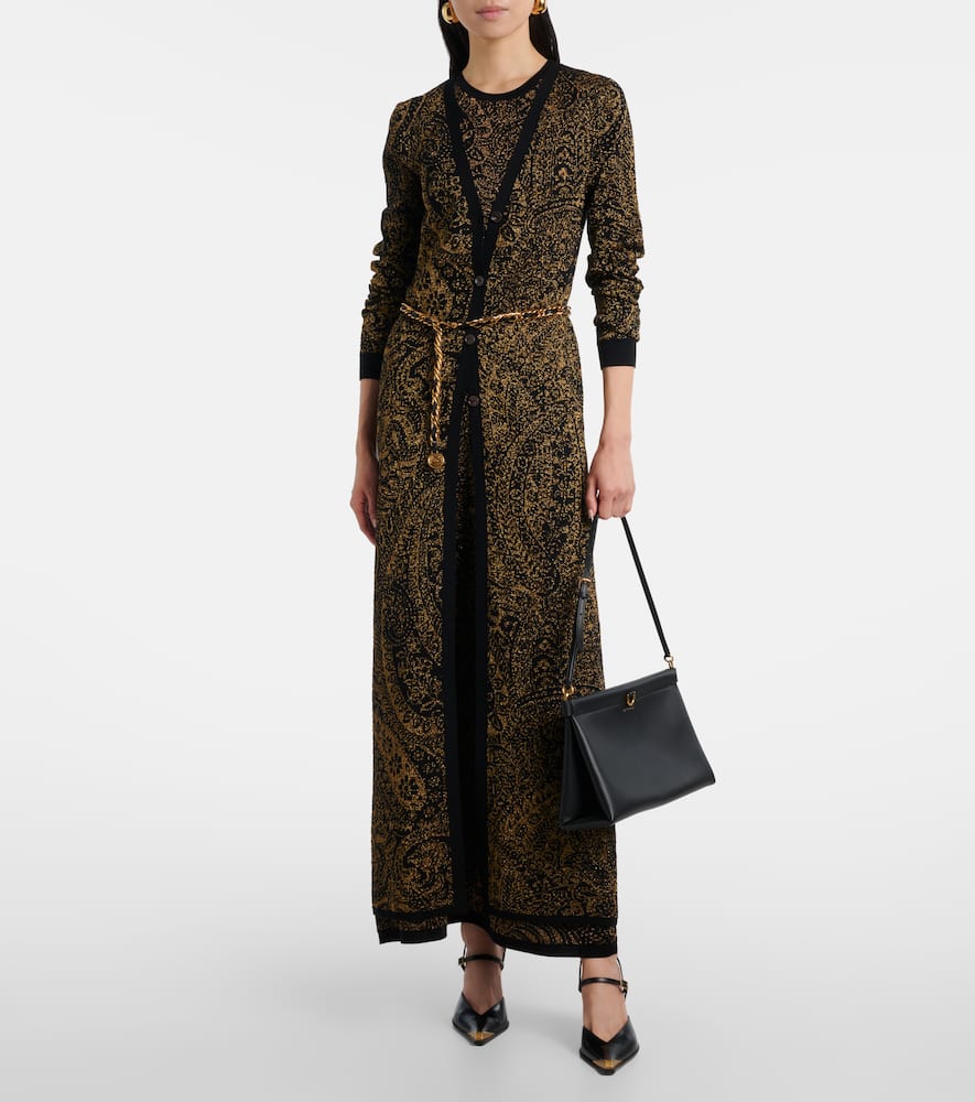 Paisley wool-blend lamé cardigan