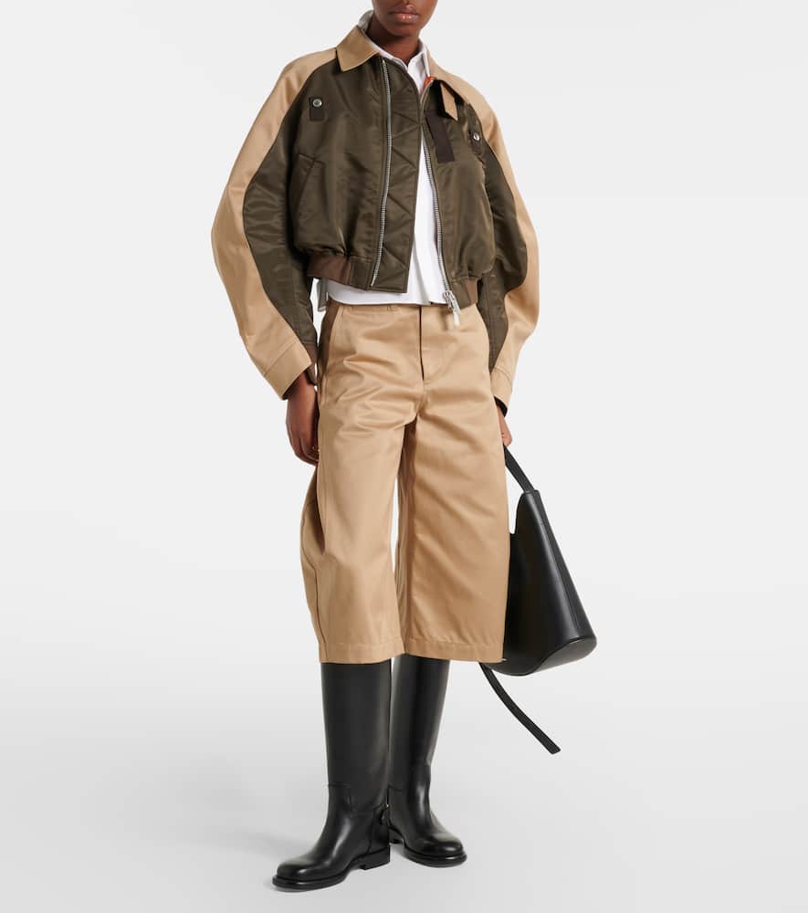 Cropped cotton chino and twill blouson jacket