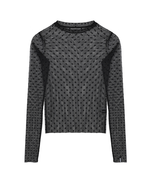 NICOLE LABEL SEE-THROUGH DOTS TOPS_BLACK