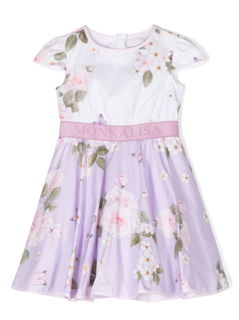 Floral-print flared dress - Purple