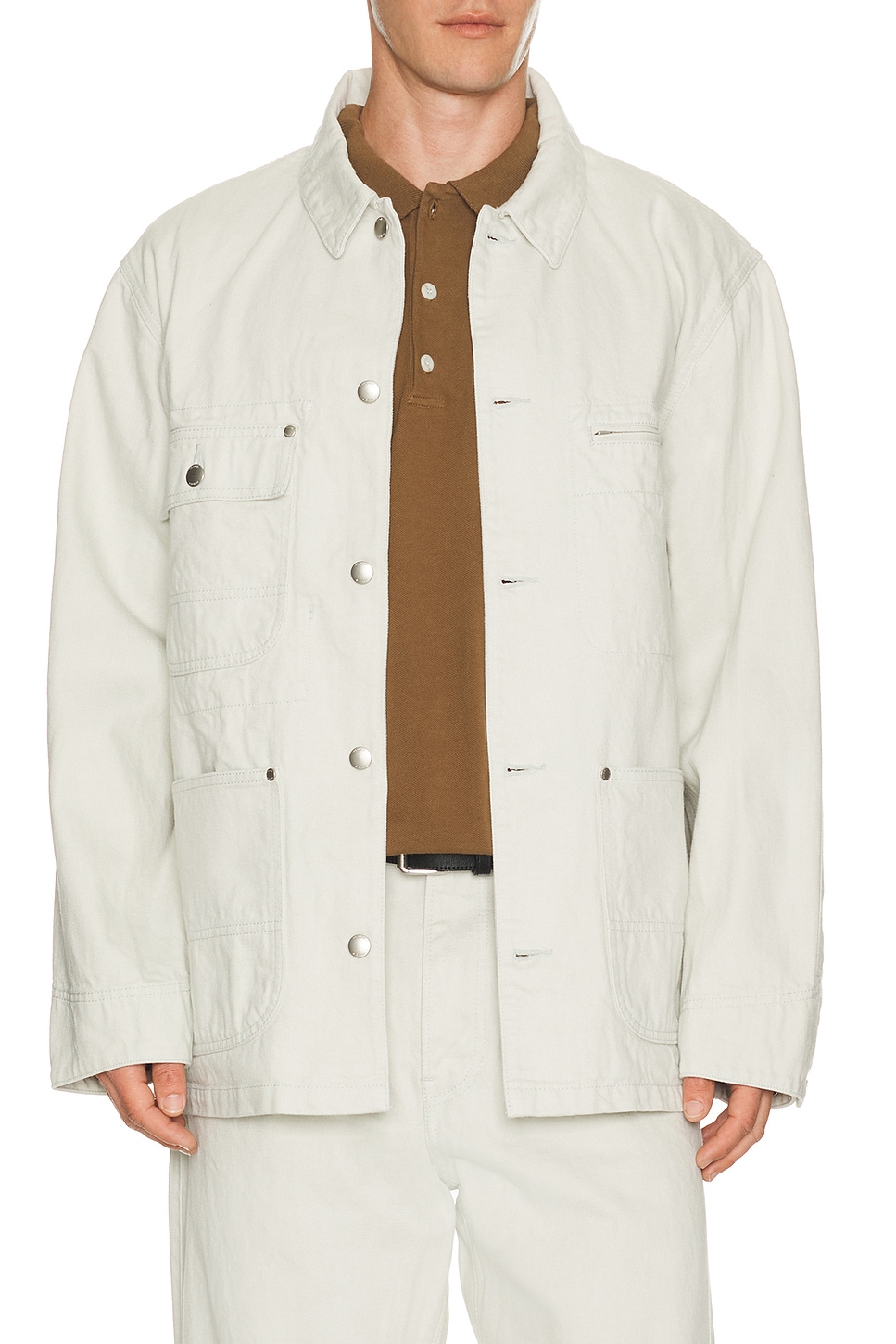 Vowels Chore Jacket in Ivory - Ivory. 1 also