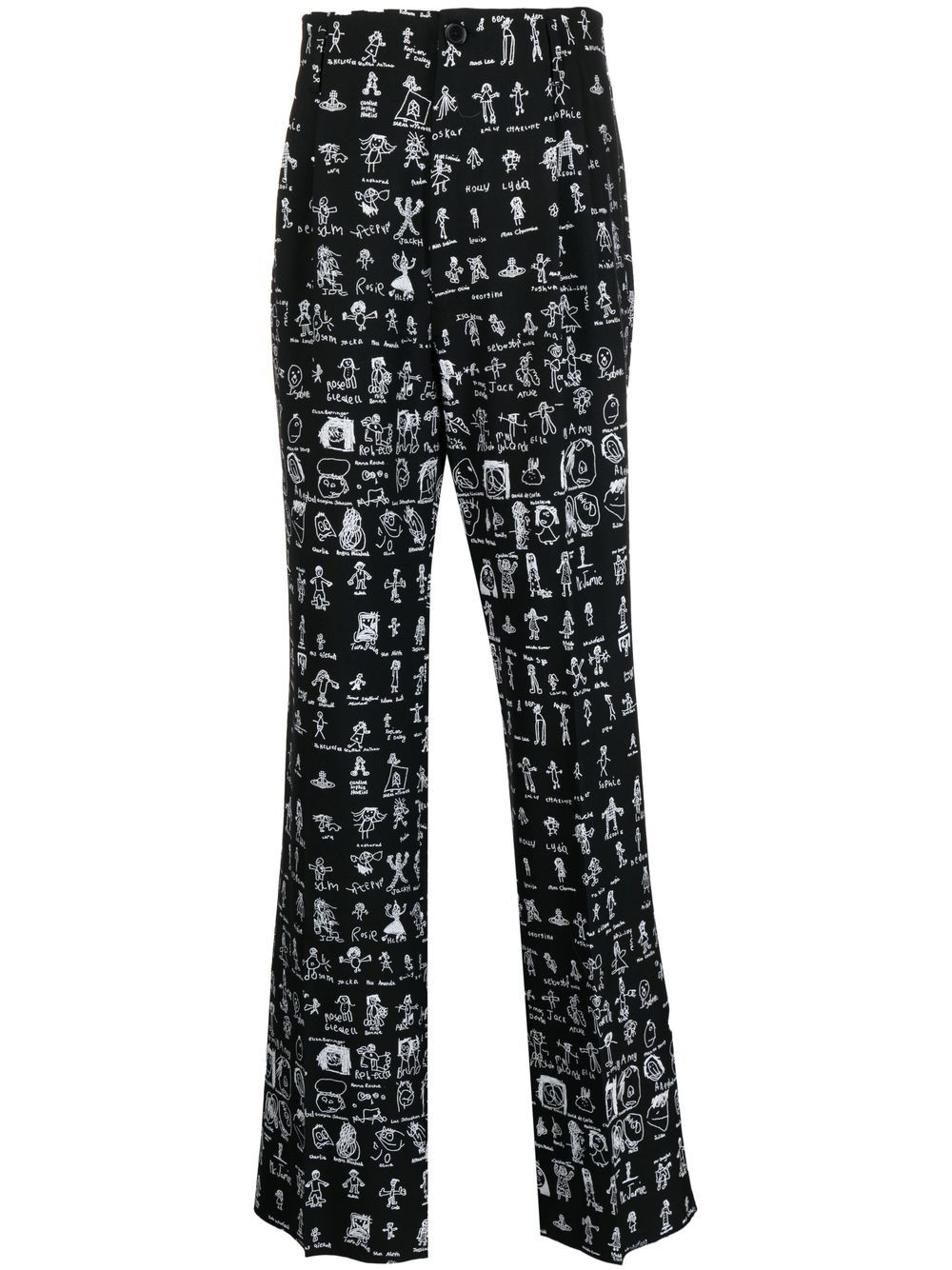 All-over graphic print trousers - Black