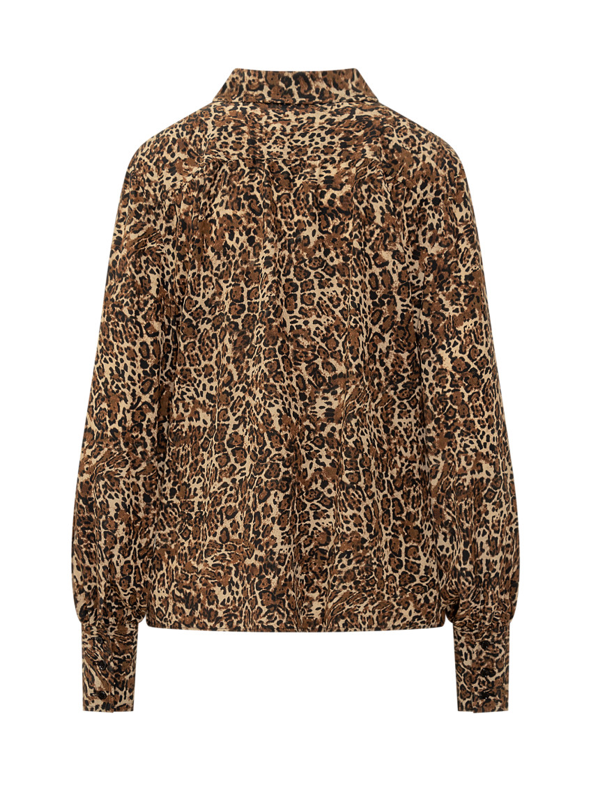 Brown Relaxed Animal Print Shirt