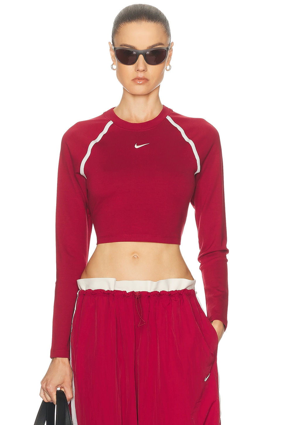 Nike Long Sleeve Body Bold Crop Top in Red