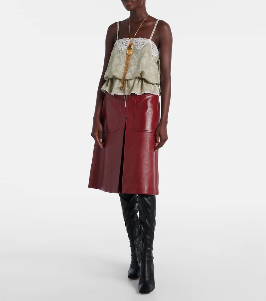 Chloé Leather midi skirt