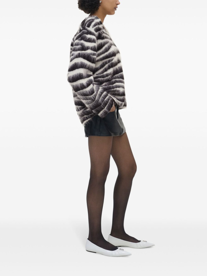 Brushed zebra-intarsia jumper - Black