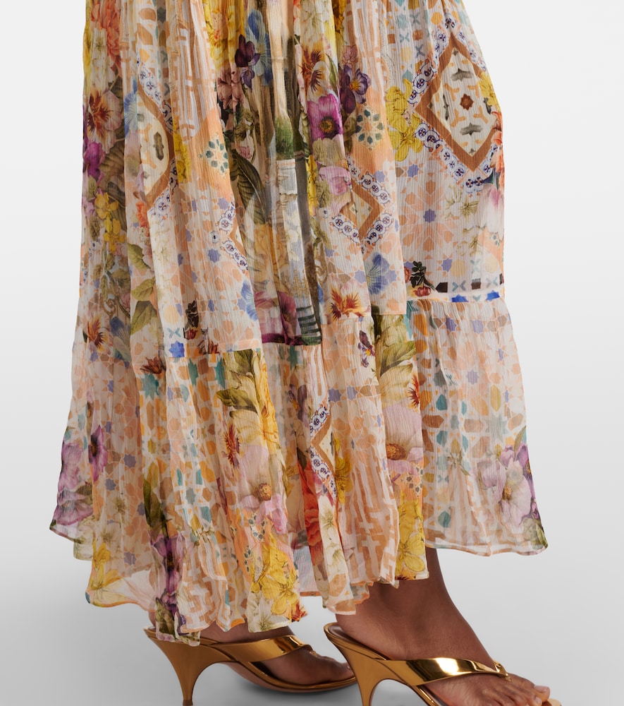 Embellished floral silk maxi dress