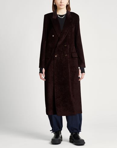 Woman Coat Dark brown Size 2 Cotton, Viscose, Elastane