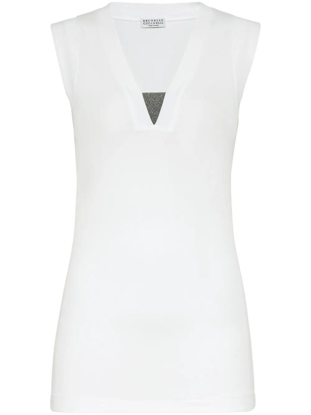 Stretch Cotton Jersey Tank Top With Precious Faux-L