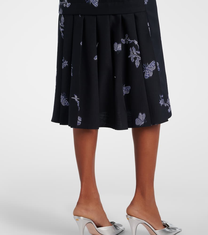 Wool and cotton jacquard pencil skirt