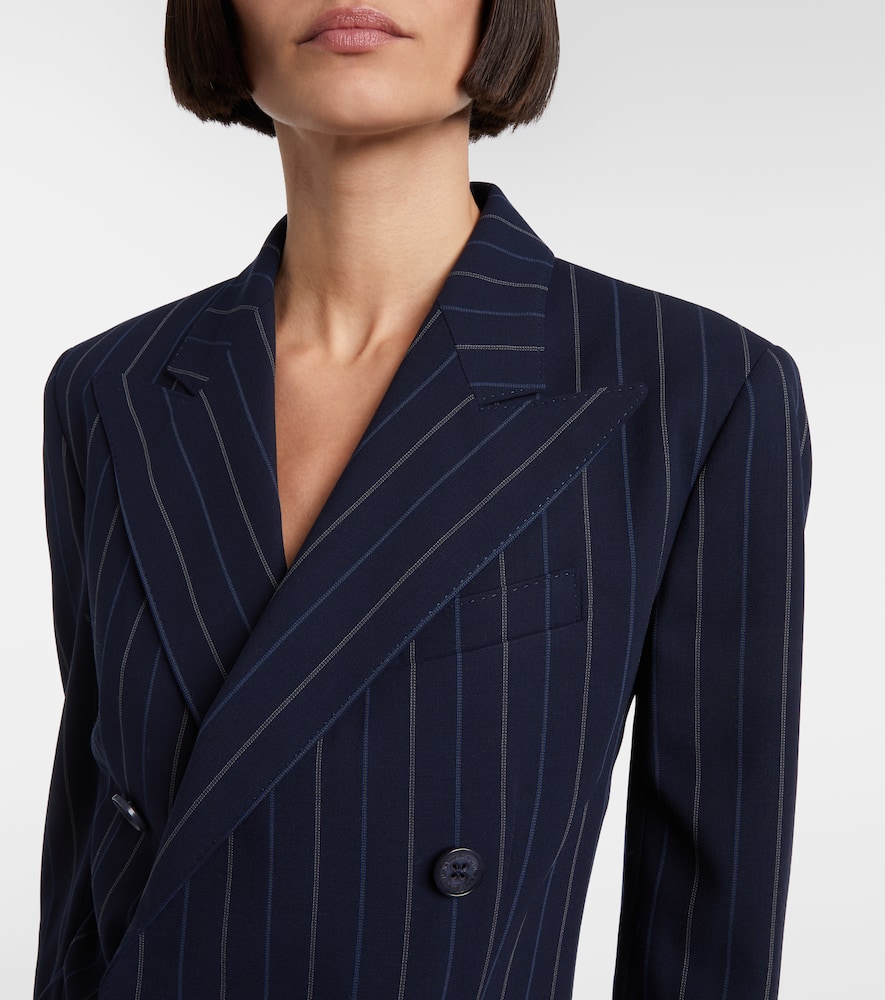 Striped double-breasted wool blazer dress