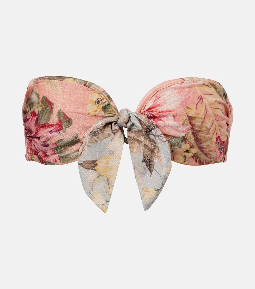 Coco bow-detail floral bikini top
