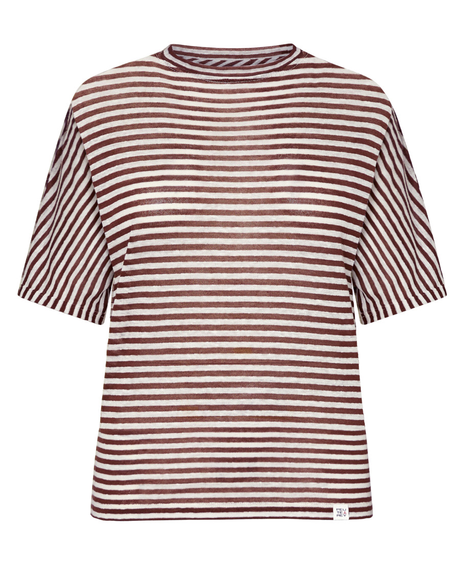 Brown Stripes Crew Neck T-Shirt