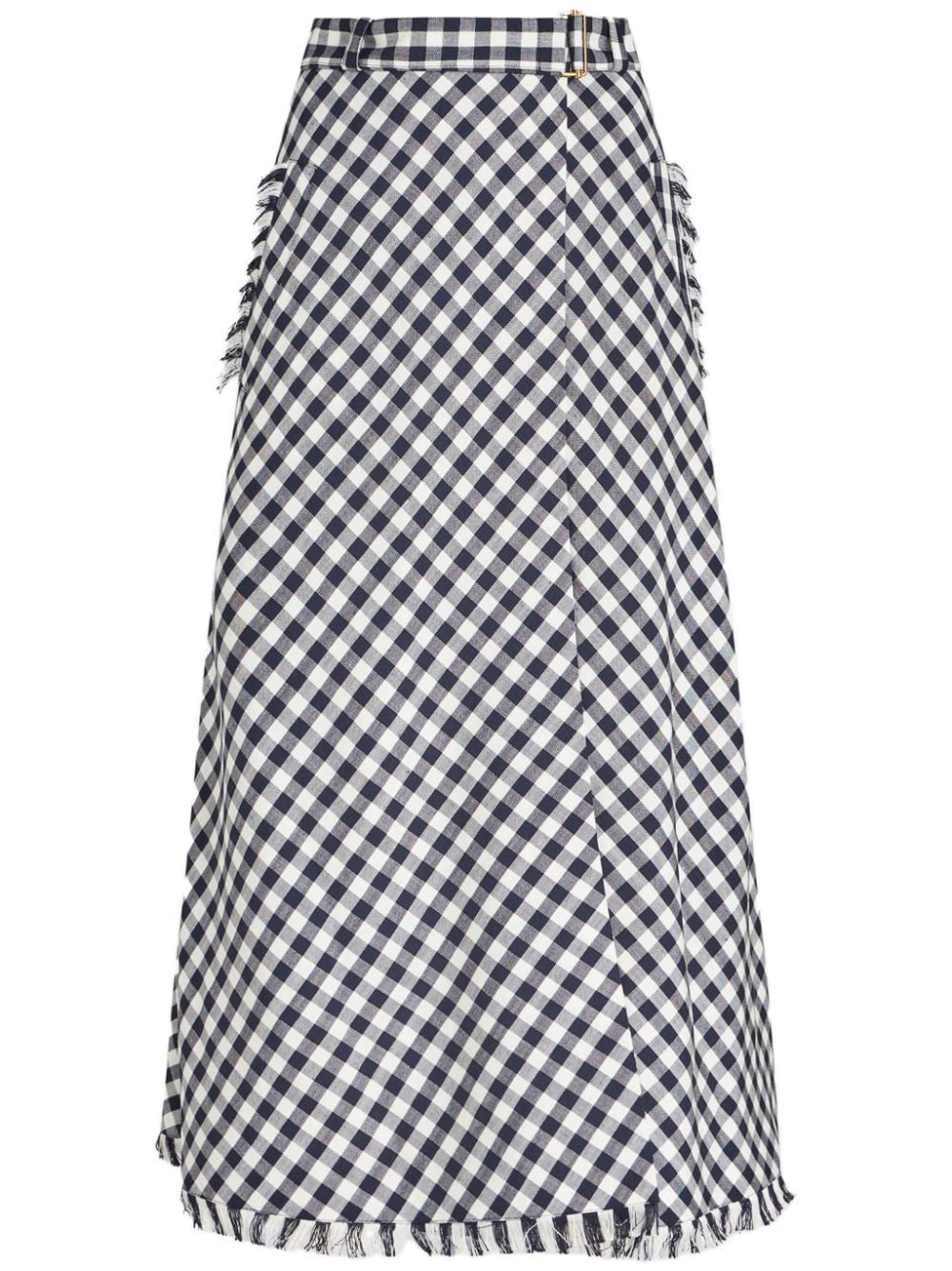 Gingham-check wrap midi skirt - Blue