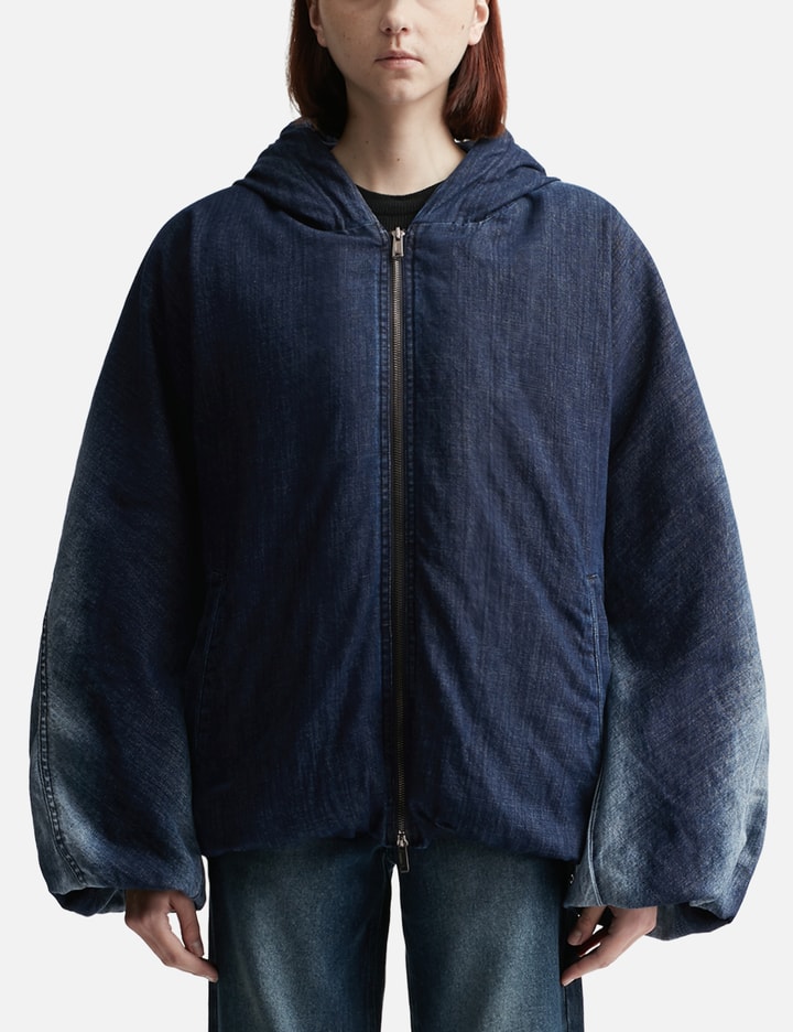 Denim Hooded Puffer Jacket