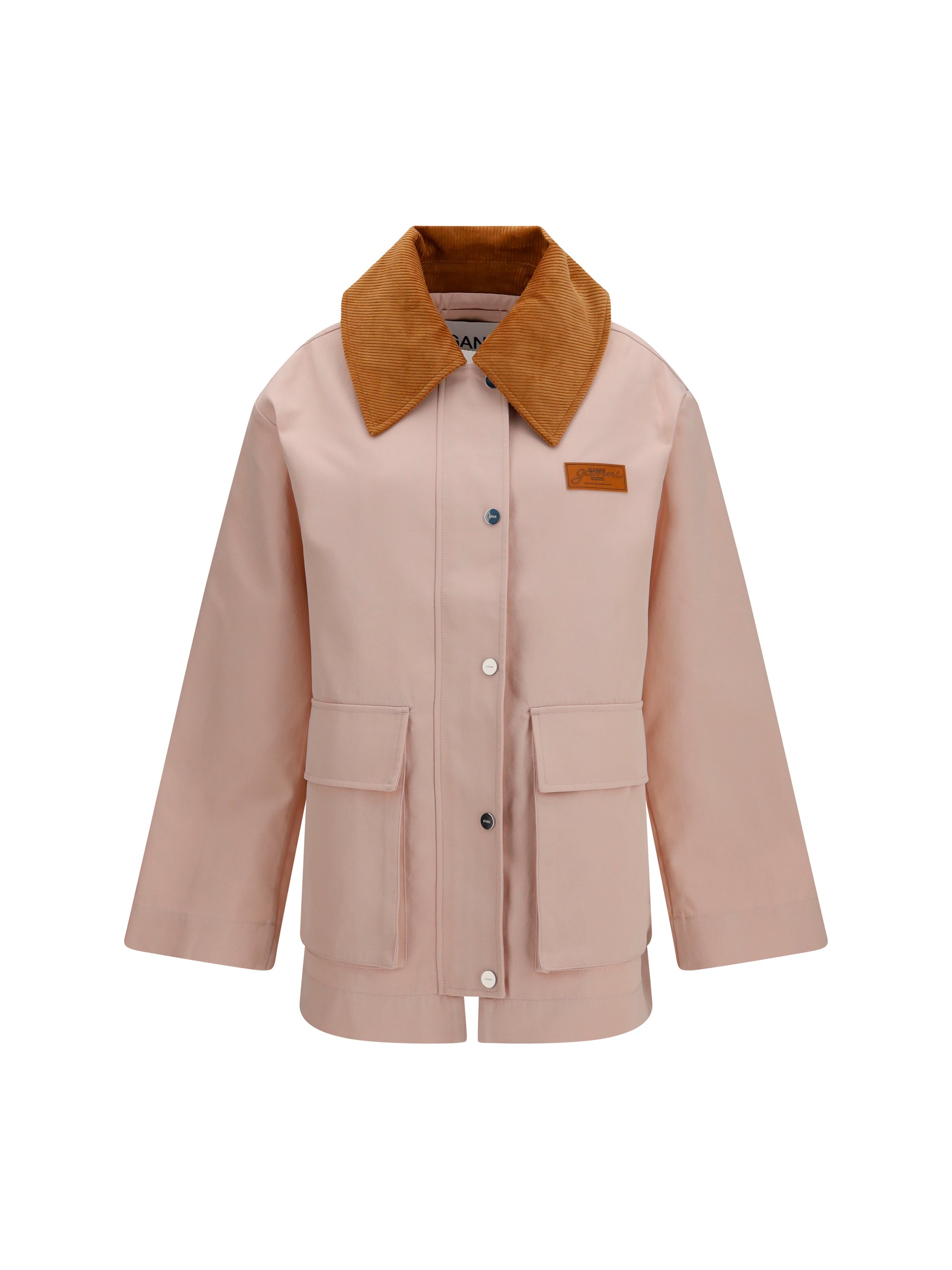Twill with Contrasting Suede Collar Jacket — Pink