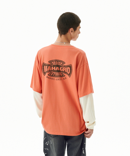 CROSS LOGO THERMAL LS TEE ORANGE