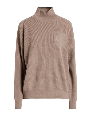 Woman Turtleneck Khaki Size 6 Virgin Wool, Silk, Cashmere, Metallic fiber