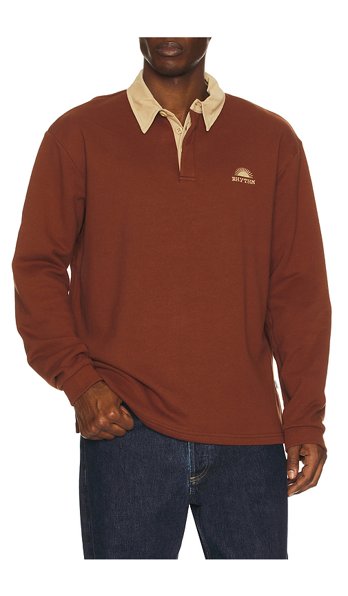 Rhythm Heritage Bloom Rugby Polo in Bark. S also in