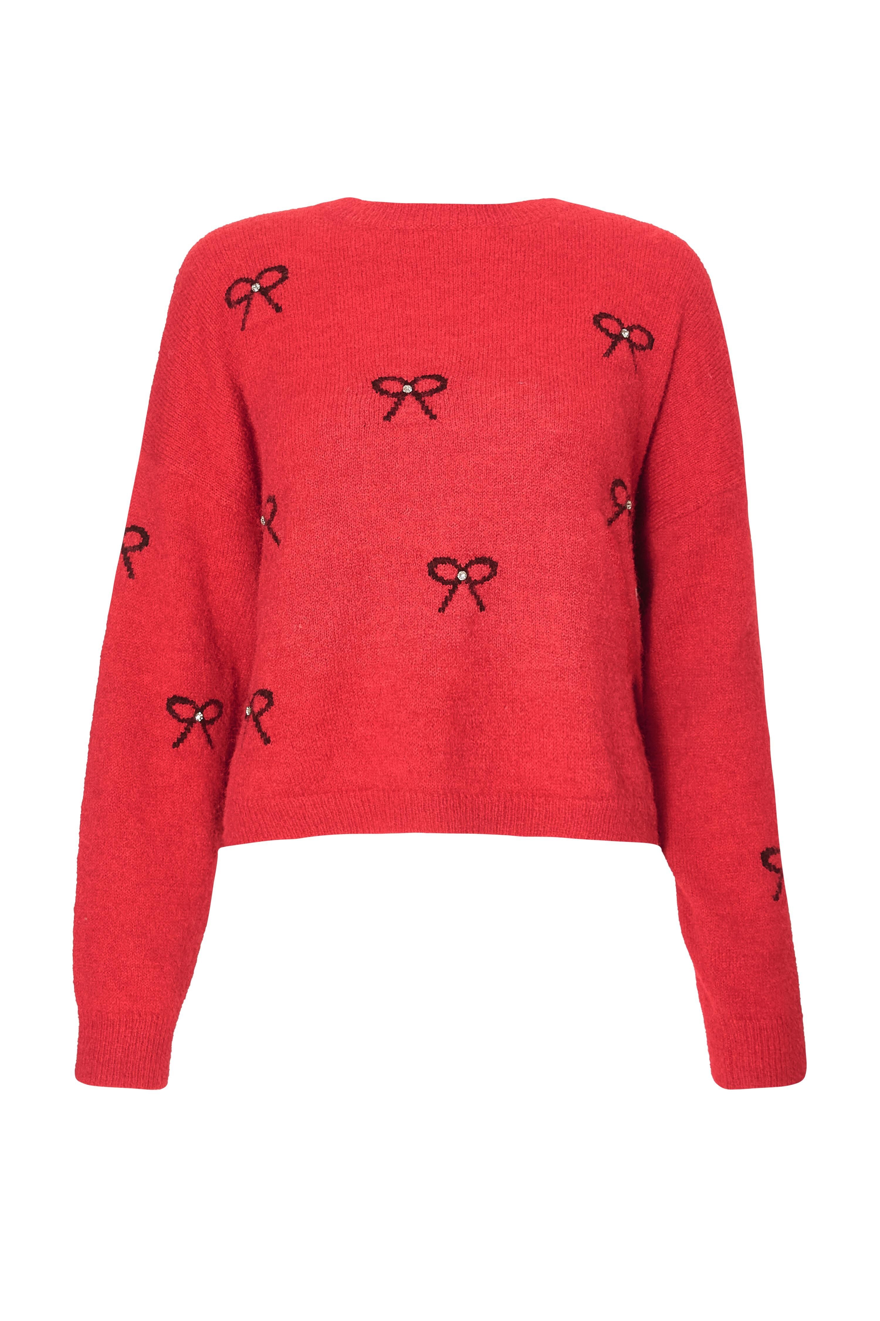 Quiz Women's Red Knitted Bow Jumper | : Mediu