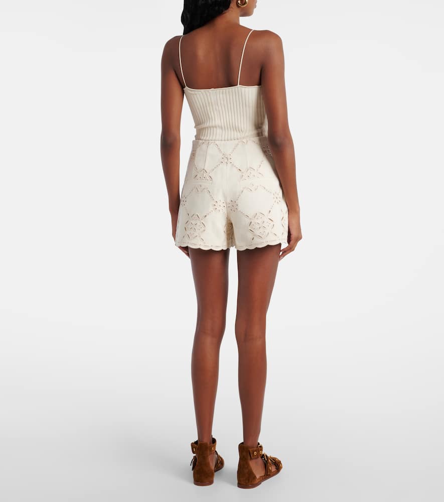 Jazmin laser-cut cotton shorts
