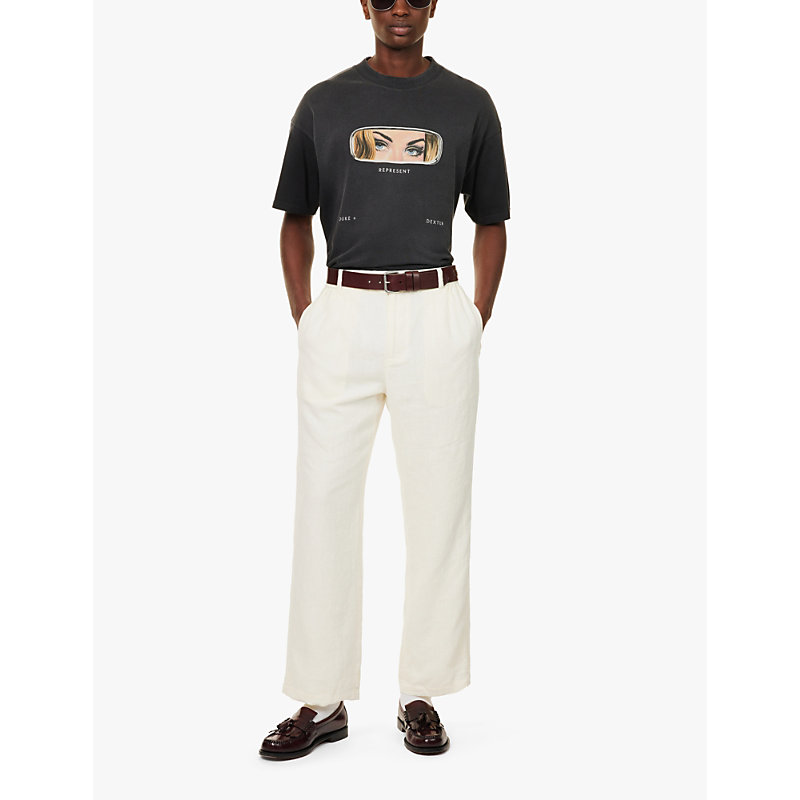 Mens Stained Black X Duke + Dexter Mirror Brand-print Cotton-jersey T-shirt 