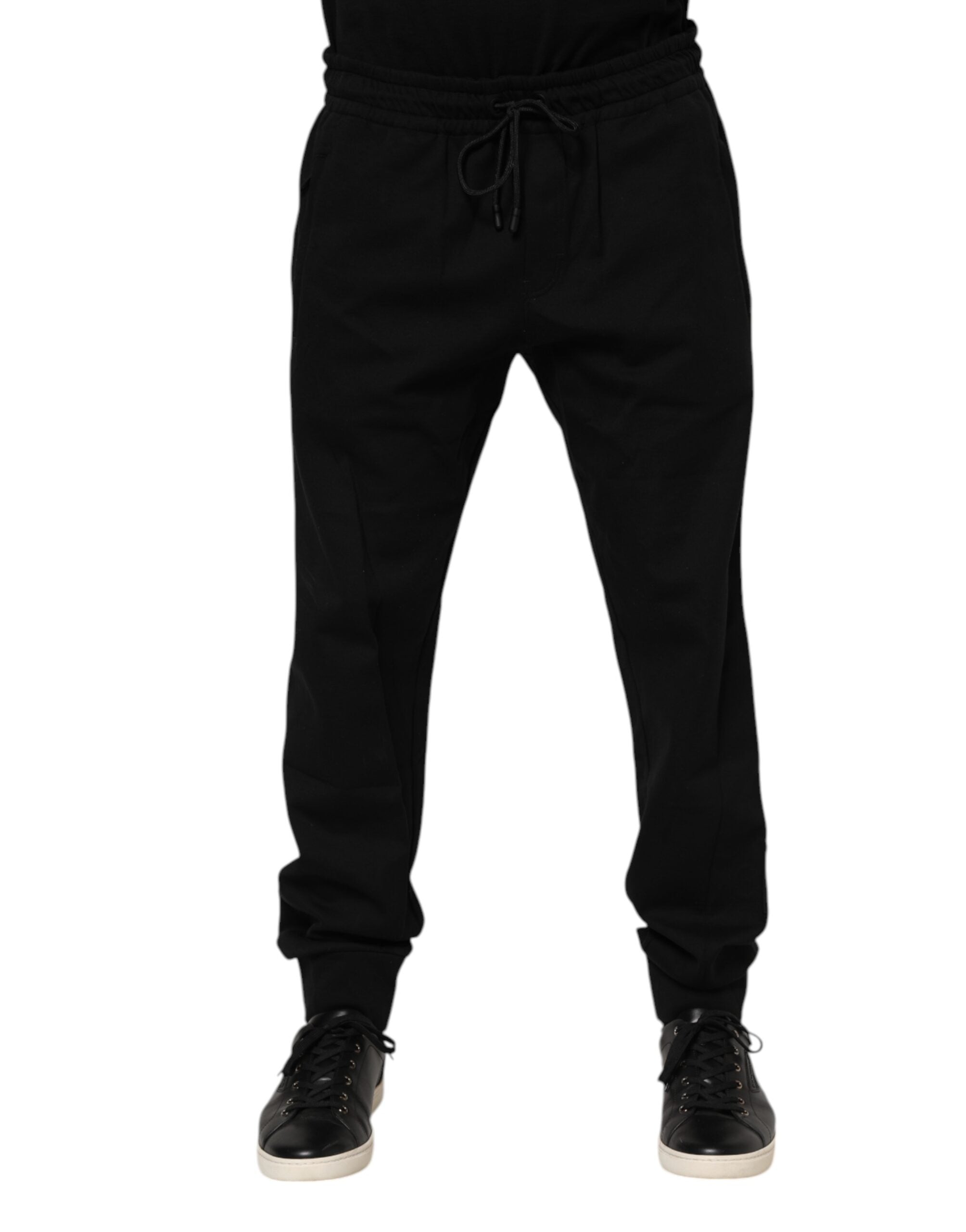 Cotton-Nylon Blend Joggers — Black