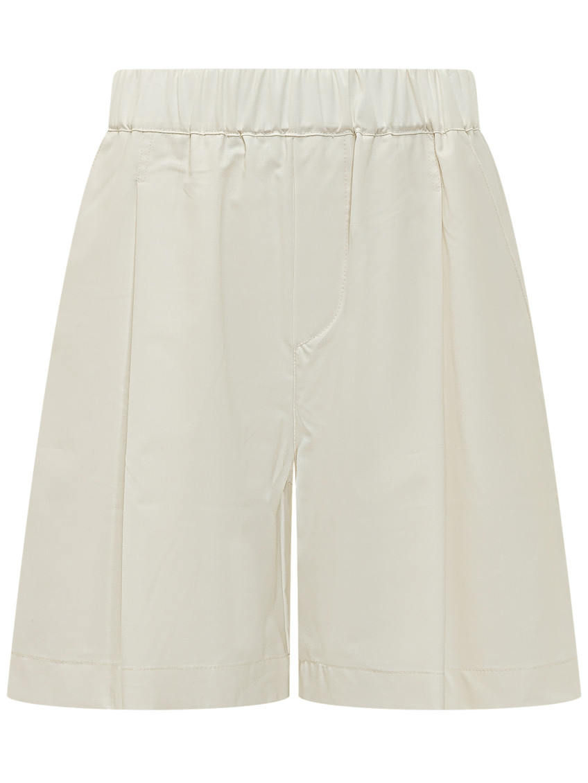 Beige Solid Shorts