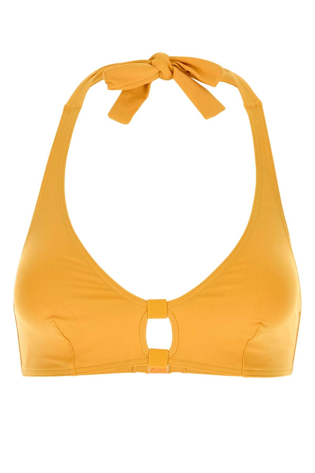 Halter Nylon Bikini Top — Yellow