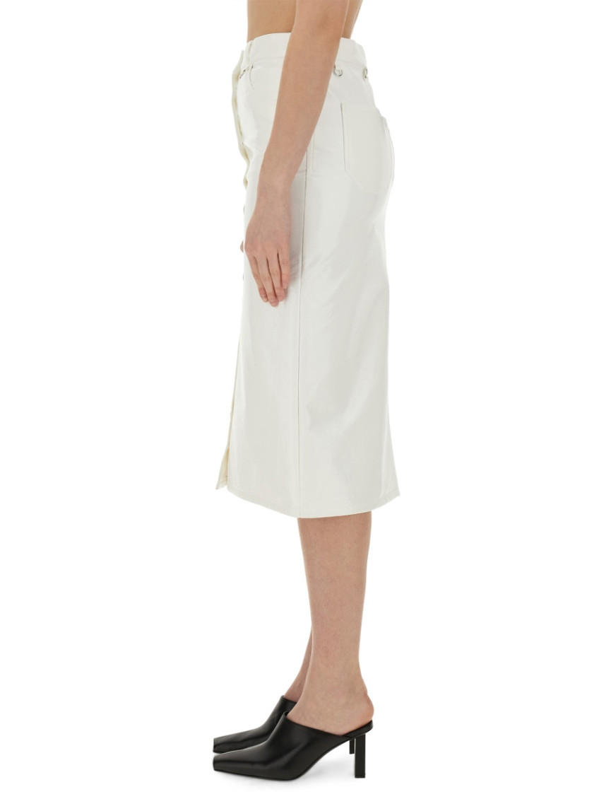 White Solid Midi Skirt
