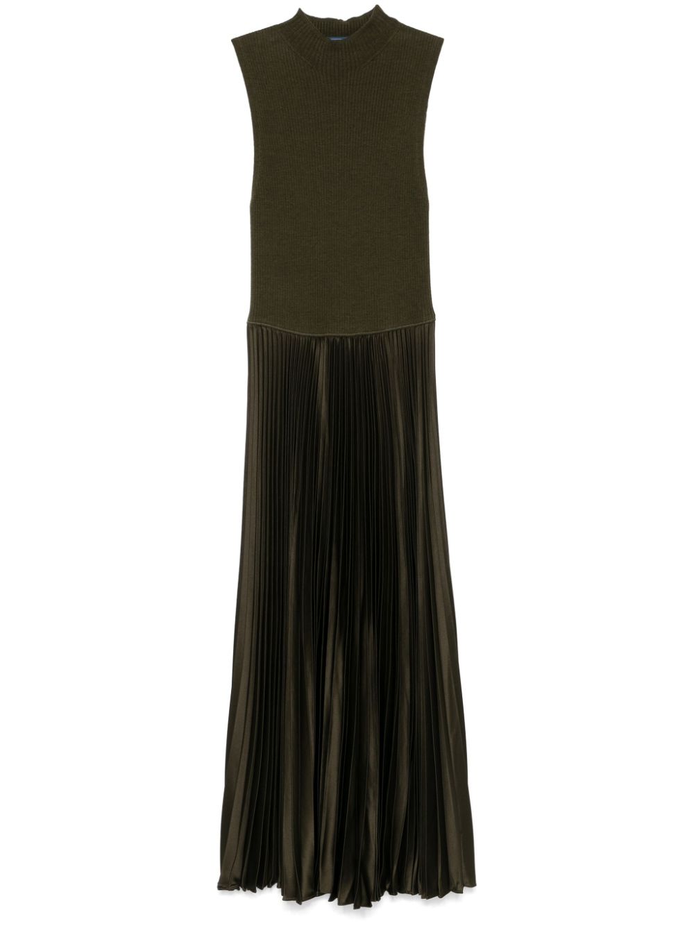 Pleated high-neck midi dress - Green