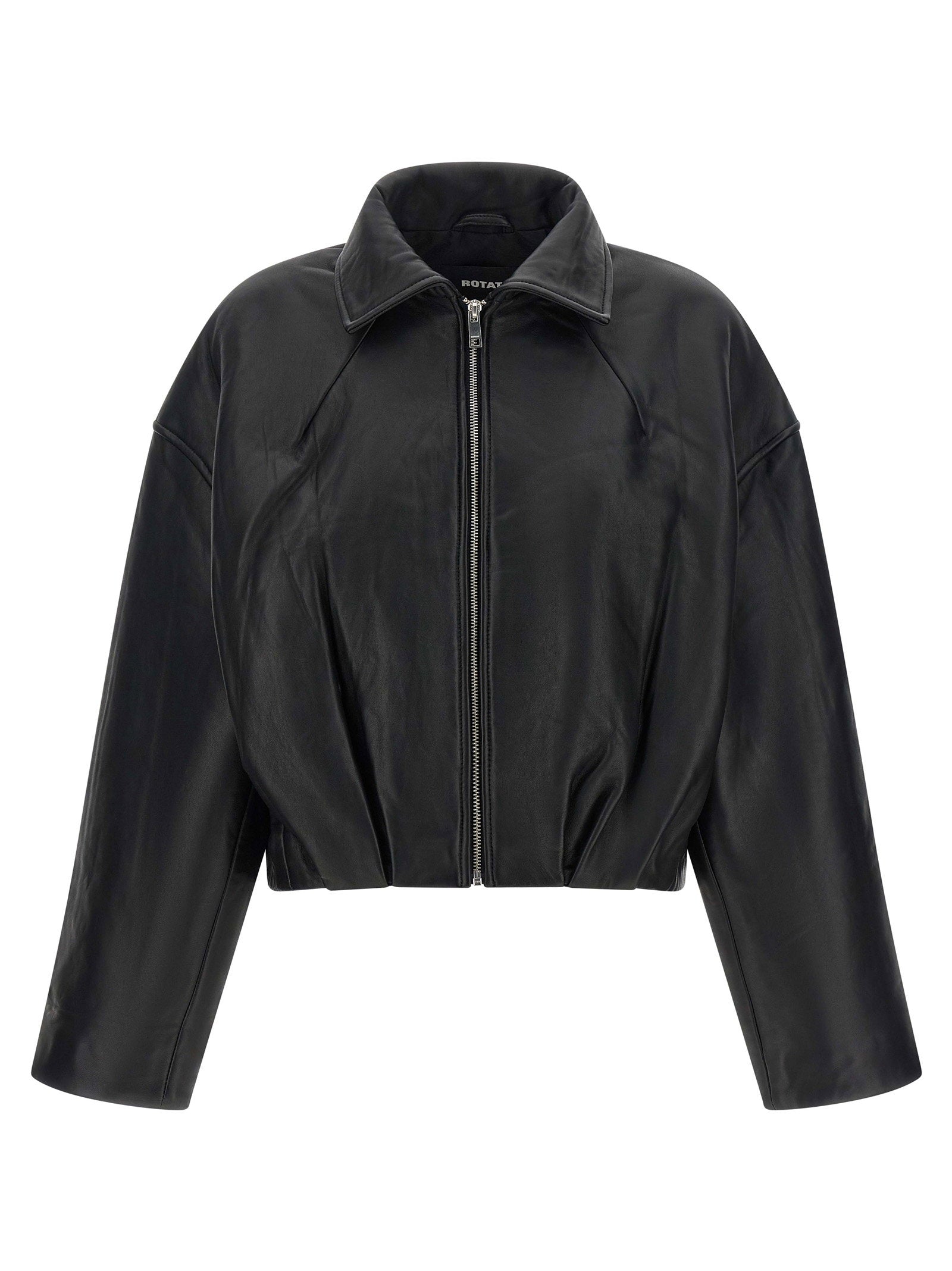 Boxy Leather-Effect Jacket — Black