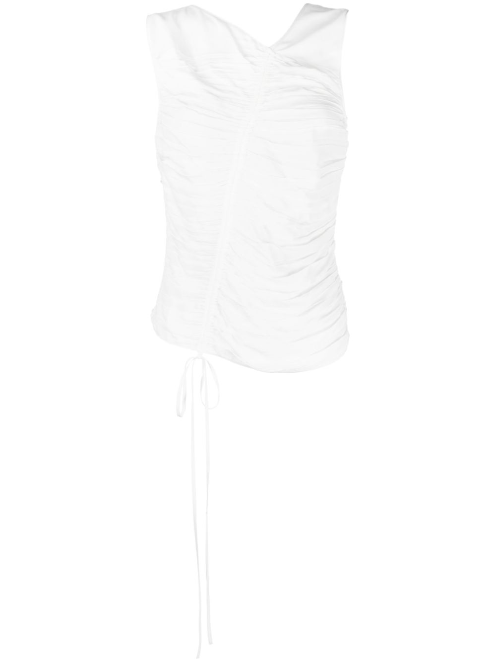 Ruched-detail sleeveless blouse - White