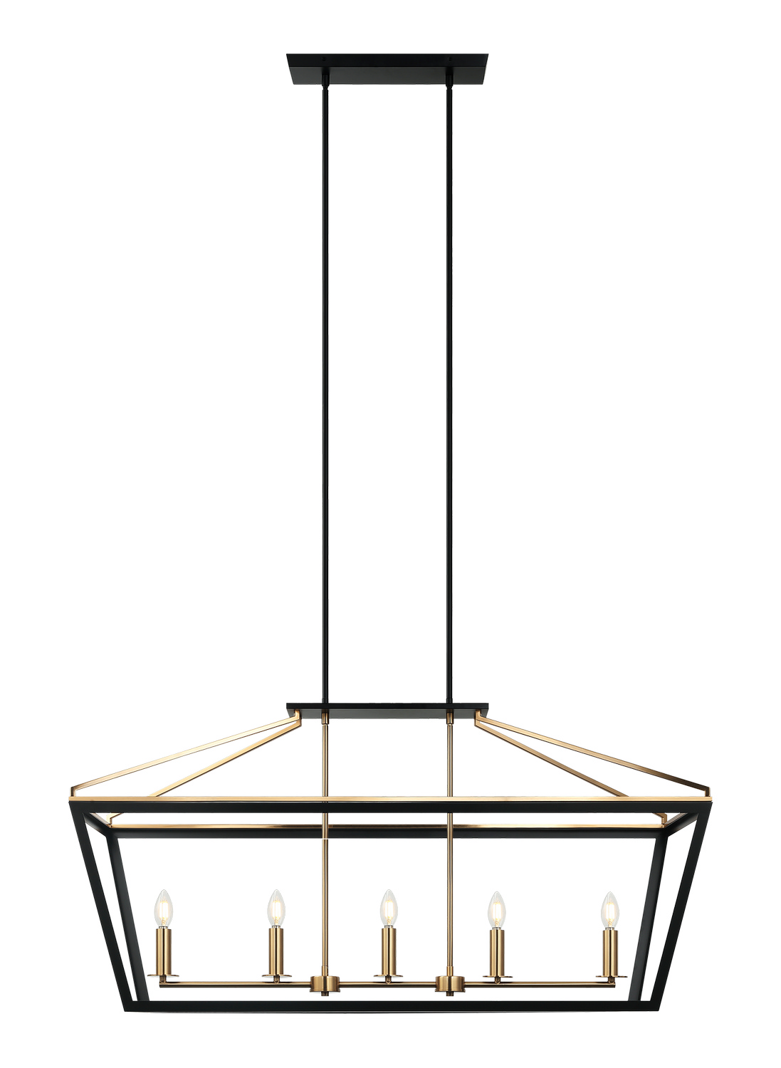 Mavonshire 5-Light Chandelier in Black with Aged Gold Bra