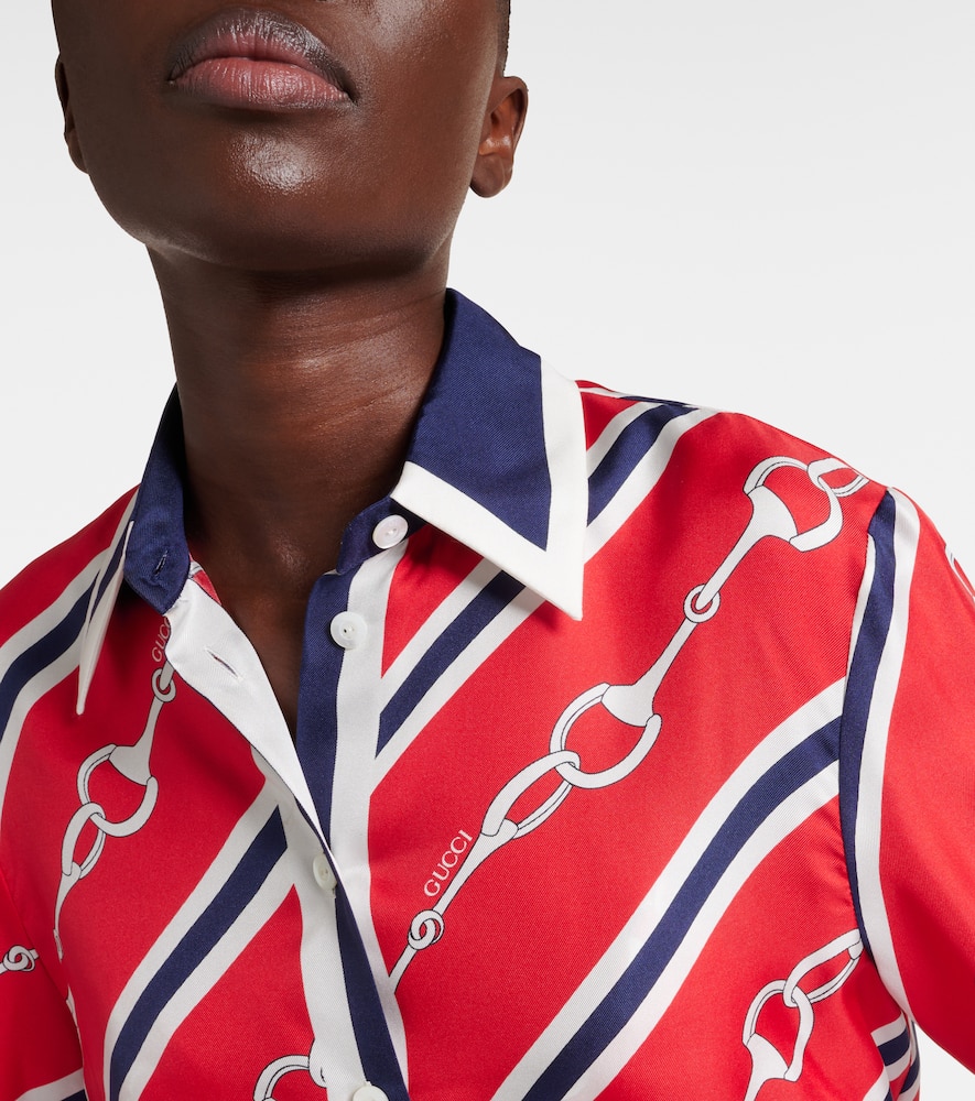 Horsebit cropped silk twill shirt