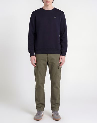 Man Sweatshirt Navy Size L Cotton, Polyester