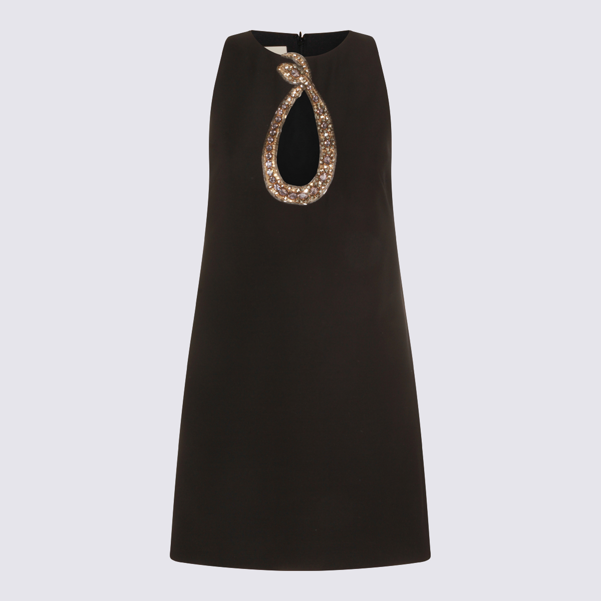 Valentino - flared sleeveless dress featuring embellished neckline